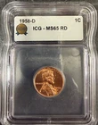 1958 P ICG MS65RD Lincoln Wheat Cent 1c US Mint Coin 1958-P MS-65 RD