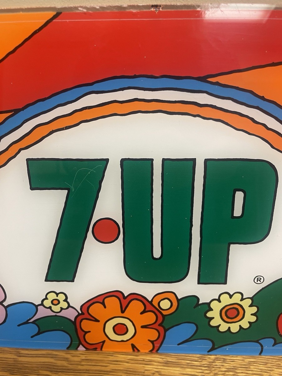 Vintage 7 Up Soda Peter Max Style Plexiglass Advertising