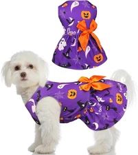 Halloween Dog Costume Girl Dress Stretchy Funny Puppy Large, Purple 