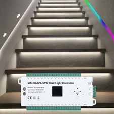 Motion Sensor LED Stair Controller, 32 Channel PIR Motion Sensor Dynamic Stai...