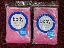 2 NEW Pink BodyPillow Cover Case Shimmer Velour Fits 20"x54" Pillow Nylon Zipper