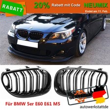 Nieren Grill Kühlergrill für BMW 5er E60 E61 M5 GLANZ SCHWARZ GLÄNZEN Doppelsteg