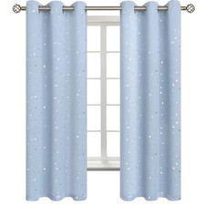 Star Room Darkening Curtains for Bedroom - Grommet Thermal Insulated Silver S...
