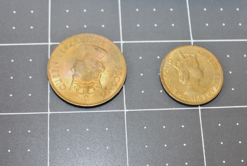 Satz von zwei jamaikanischen Penny Münzen 1/2 & 1 Penny Nickel Messing jetzt veraltet 1963, 1962 - Bild 3 von 5
