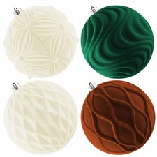 4 Pcs 8" Large Christmas Ornaments, Oversized Velvet Xmas Tree Ball, Big Floc...