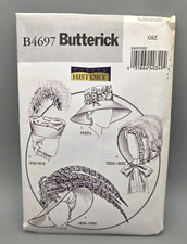 Vintage Butterick Sewing Pattern Making History Hats Bonnet Costumes B4697