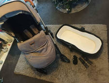 Silver Cross Pushchair with Carrycot & Bumper Bar, Grey/Black/Brown