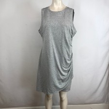NINE WEST Grey Ruched Tank Dress XL Heather Grey Sleeveless Casual Comfort