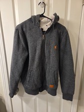 Buffalo David Bitton Mens Full Zip Gray Hoodie Sherpa Fleece Lined Sz M S189