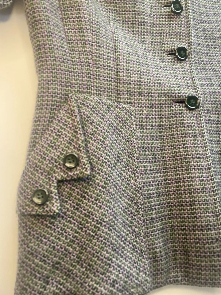 Blazer Vintage Lily Salit Rosa y Verde Texturizado con Forro Verde Oliva Foto 4 de 4