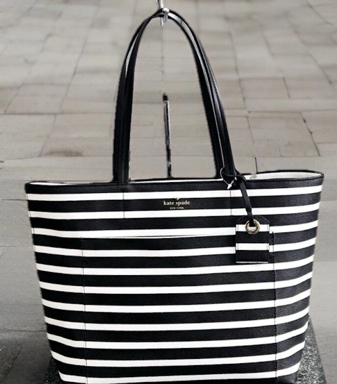BORSA A TRACOLLA KATE SPADE RILEY A RIGHE BIANCHE E NERE