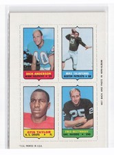 1969 Topps 4-in-1 Dick Anderson, Mike Taliaferro, Otis Taylor, Fred Biletnikoff