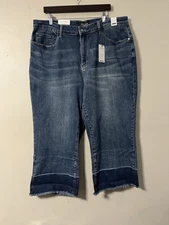 Judy Blue  Jeans Womens Plus 22W Blue Stretch High Waist Wide Leg Crop NWT