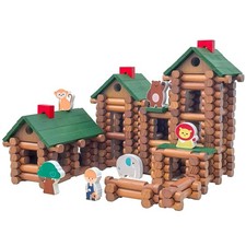 Wooden Log Cabin Building Set 340 PCS Preschool Toy for Kids Ages 3 Engineering