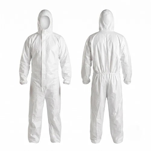 Full Body Protective White Suit for Chemical Handling, Dust and Worksite Safety - product listing photo
