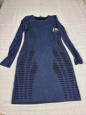 Express Dress Womens Small Black And  Blue Sweater Knit Bodycon Stretch NWT