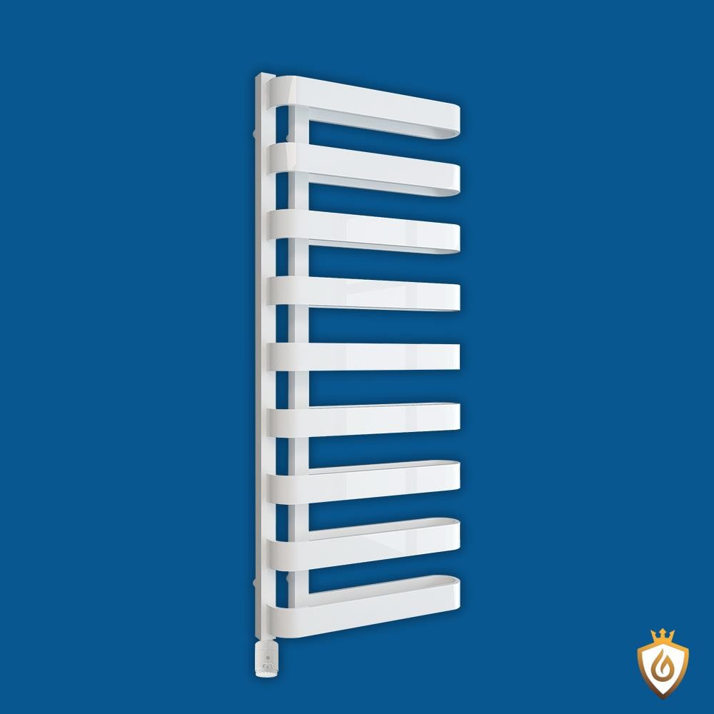 White Designer Electric Towel Rail Warmer Thermostatic 600W 500mm x 1300mm