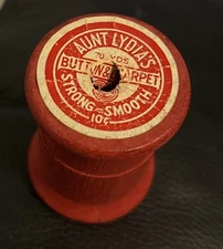 Vintage Aunt Lydia’s Button Carpet Thread Wood Spool American Thread Co.