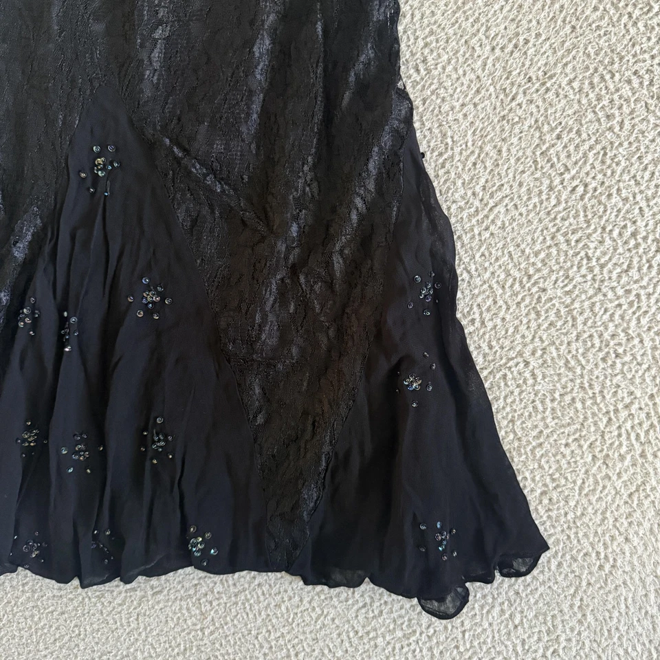 Y2K Lola P 裙小号黑色蕾丝串珠花边面板奇思戈斯仙女巫婆 — 第 3/4 张图片