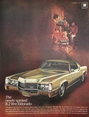 1970 Cadillac Eldorado Original Vintage Advertisement Gold Classic Car Print Ad