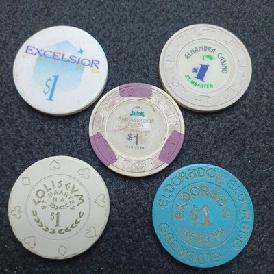 Lot Of 5 Casino Tokens Excelsior, Ambassador, Eldorado, Coliseum & Alhambra 