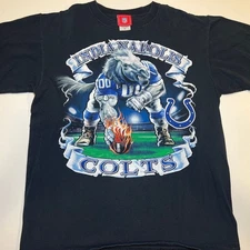 Rare Y2K NFL Colts graphic tee flames Men’s Large