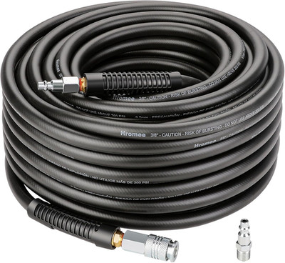 Air Compressor Hose 3/8 Inch X 100 Feet Hybrid Hose with Fittings, 1/4'' Industri