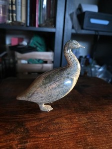 Inuit Iqaluit Canadian Goose Carved Figure Serpentine Soapstone Kavavow King Vtg