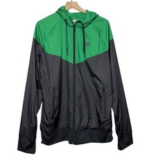 Nike Sportswear Mens XL Windbreaker Jacket Green Black Colorblock Full Zip Hood