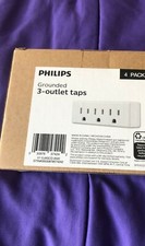 New Philips Grounded 3 Outlet Taps - Home Power - Indoor - 4 Pack Multi Plug