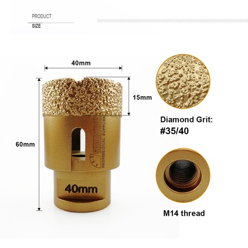 Diamond Core Bit Hole Saw Drill Ceramic Tile Marble Granite M14 20 -125mm - Picture 36 of 36