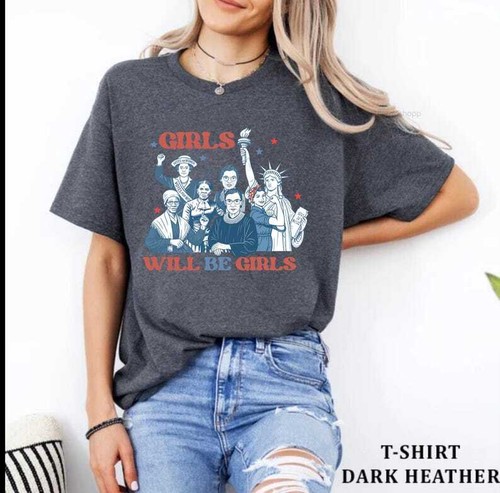 Camiseta Patriótica Feminista Niñas Will Be Girls 4 de Julio USA Pride Top - Imagen 4 de 6