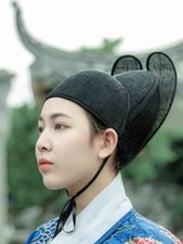 Hanfu Hat For Men Women Chinese Ancient Ming Dynasty Black Gauze Hat Headdress