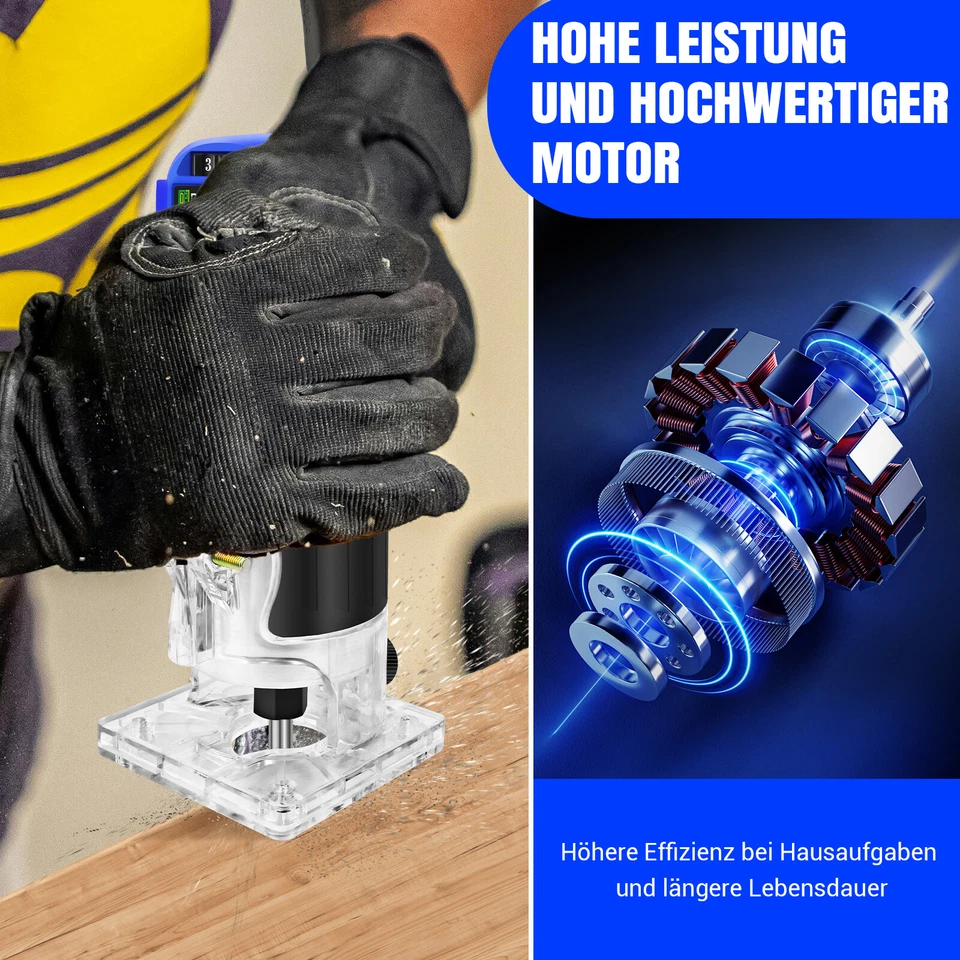 2600W Mini Elektrische Holz Oberfräse Oberfräse Kantenfräse 30,000RPM 6 Gänge DE - Bild 4 von 4