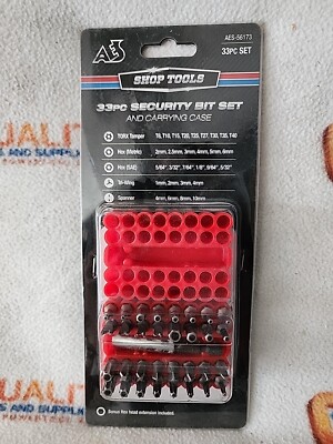 New AES Industries 33pc. Security Bit Set & Carrying Case AES-56173