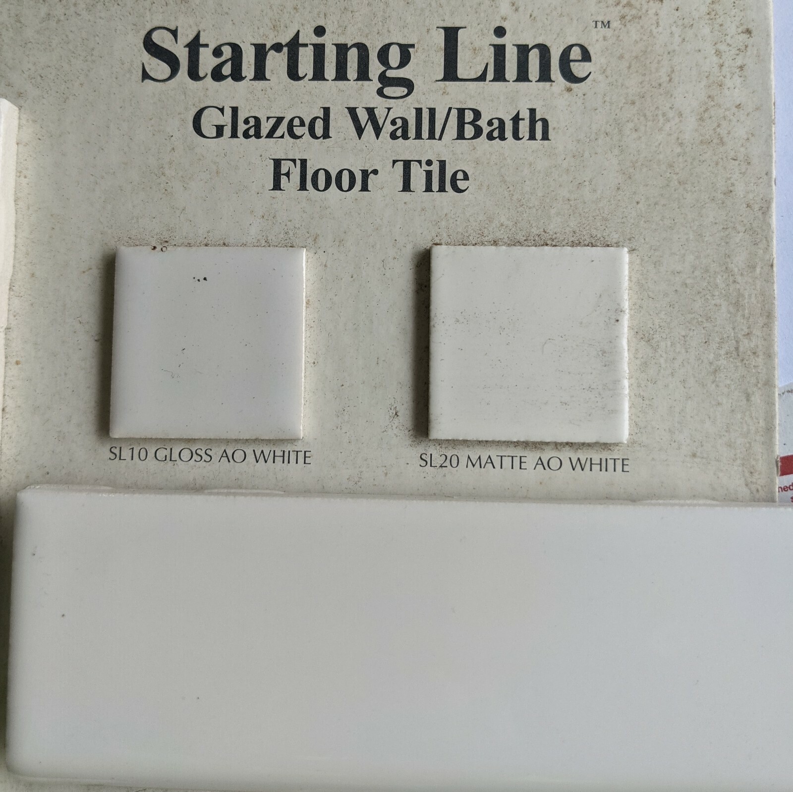 4 pieces S4269 2x6 Ceramic Tile SL10 Starting Line Gloss White thinset