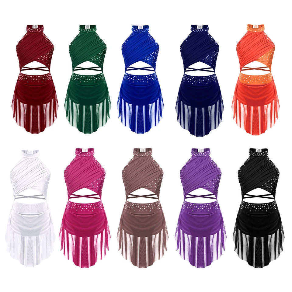 UK Girl's Ballet Lyrical Dance Dresses Gymnastics Leotard Performance Costumes - Image 2 of 3