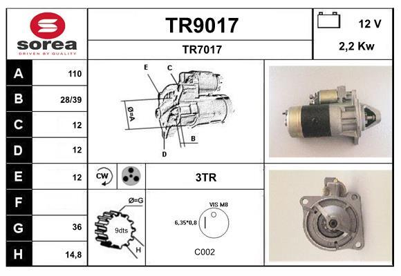 Démarreur SNRA TR9017 robuste à solénoïde renforcé en acier traité