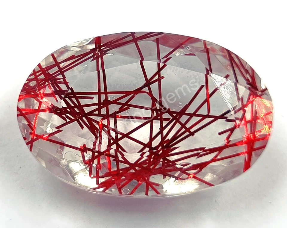 70.90 Ct Oval Cut Red Rutilated Quartz Certified Transparent Loose Gems M25 - Image 2 of 4