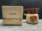 Vintage McCoy Pottery Pitcher Brown w/ Grapes Fruit Nuts & Leaves Design 6" Tall