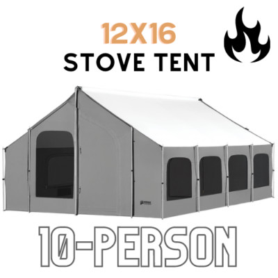 Kodiak Canvas 6116 Cabin Tent - 12x16, 10 Person, Stove Ready