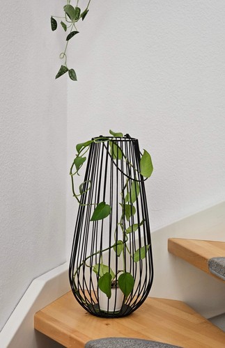 Laterne Windlicht Metalllaterne 25x50 Windlicht Kerzenhalter Gartenlampe schwarz - Bild 2 von 6