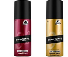BRUNO BANANI DUO MENS DEODORANT SPRAY MAN'S BEST + LOYAL MAN TRAVEL SIZE 50ML