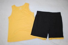 Toddler Boys Outfit YELLOW TANK TOP Black Knit Shorts SIZE 2T