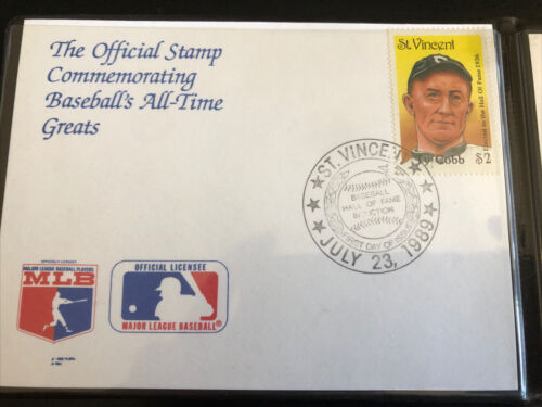1989 HOF LEGENDS - Ty Cobb $20 23 Kt GOLD STAMP & $2 Stamp FIRST DAY OF ISSUE - Picture 2 of 4