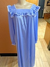 Vtg LE VOY'S Sheer Nylon LINGERIE GRANNY STYLE LACE TRIM SM BLUE Y9