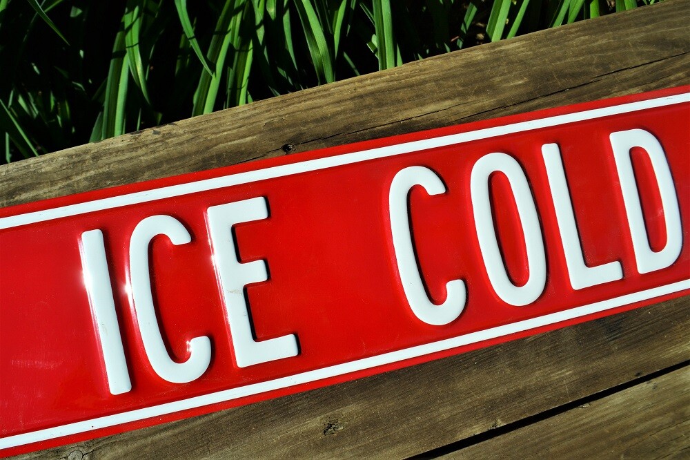 Ice Cold Coca-Cola Embossed Metal Steel Street Sign