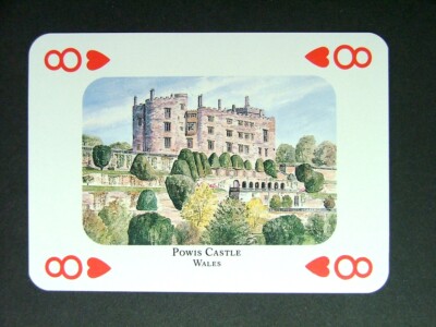 1 x Spielkarte Maler M C Smith Powis Castle Wales 8 of Hearts