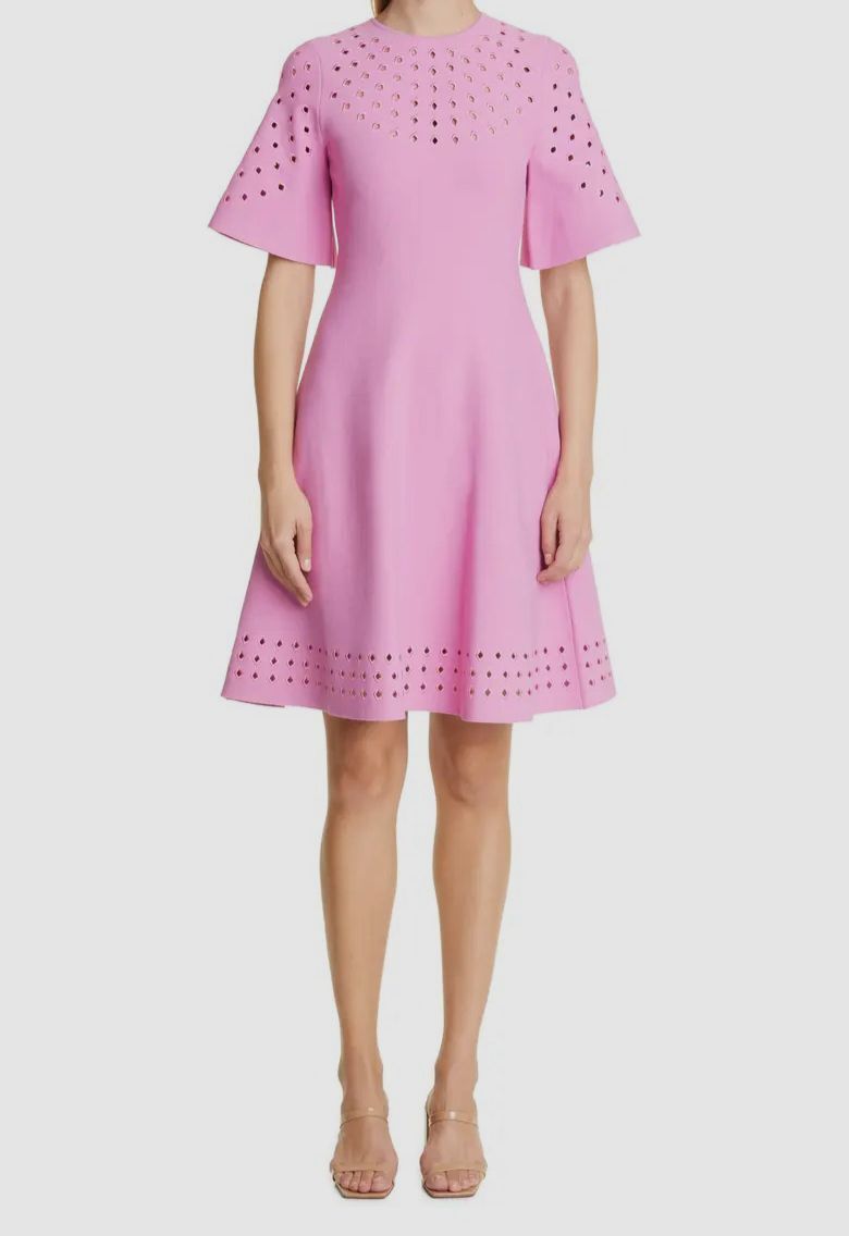 lela rose pink lace dress Lela Rose LR1821V Pink with Crochet Lace Bodice Bridesmaid/Formal Dress Sz10