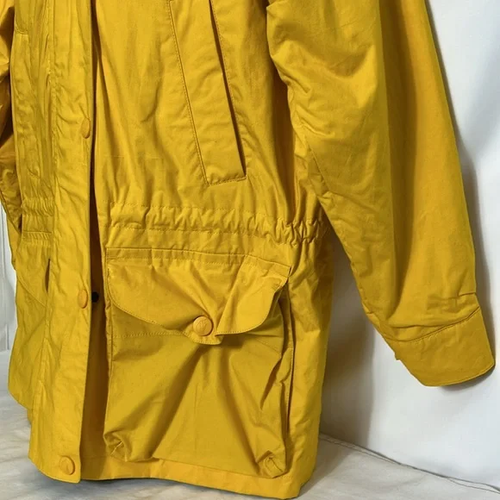 Nautica Women's Size Large Yellow Raincoat Hooded Zip and Snap Front Lined Coat - Picture 6 of 16